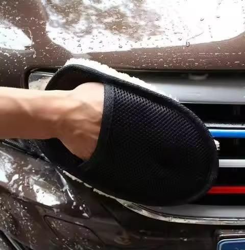 High Density Car Wash Wool Gloves (Black, Pack of 1)
